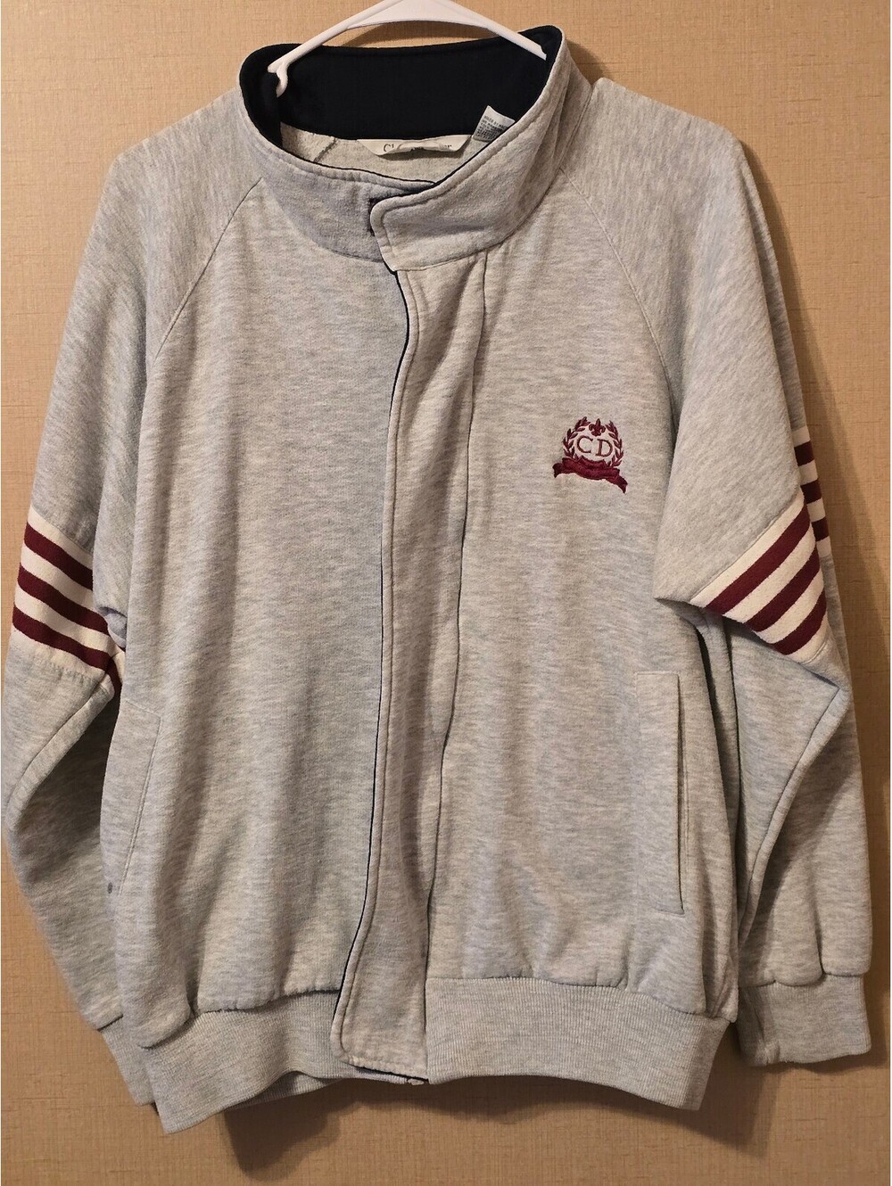 Vintage Christian Dior Monsieur Grey Track Jacket Full Zip Crest Logo M